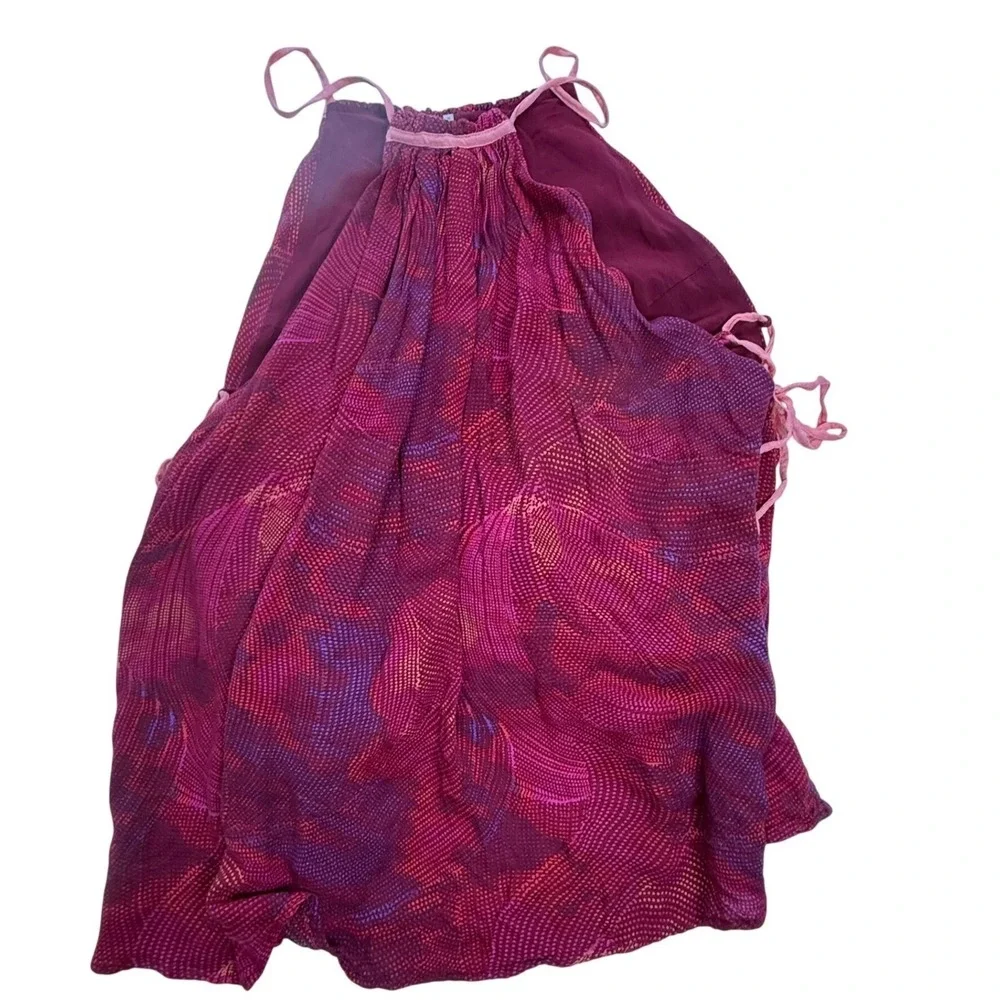 Free People Womens Abstract Dot Print Halter Top Burgundy‎ Purple Size M Boho